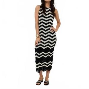 NEW ESQUALO long crochet dress in black